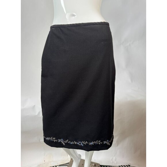 Gap Womens Black Embroidered Hem Midi Skirt Size 6 Polyester Rayon Spandex - Picture 12 of 16